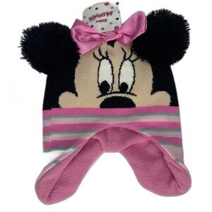 Disney Junior Minnie‎ Mouse Pink and Black Winter Hat Size Toddler
